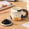 Cat Cup Ceramic High Looking Mug with Lid Breakfast Coffee Cup Creative Water Cup for Girls Birthday Gift