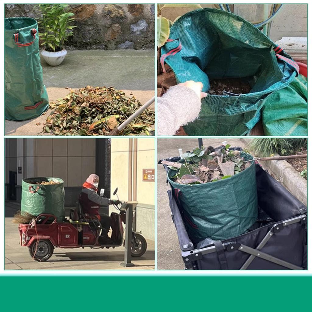 Yard Waste Bag Foldable Double Handles Reinforced Leaves Collection Bag Reusable for Garage Beach Backyard Park Playground