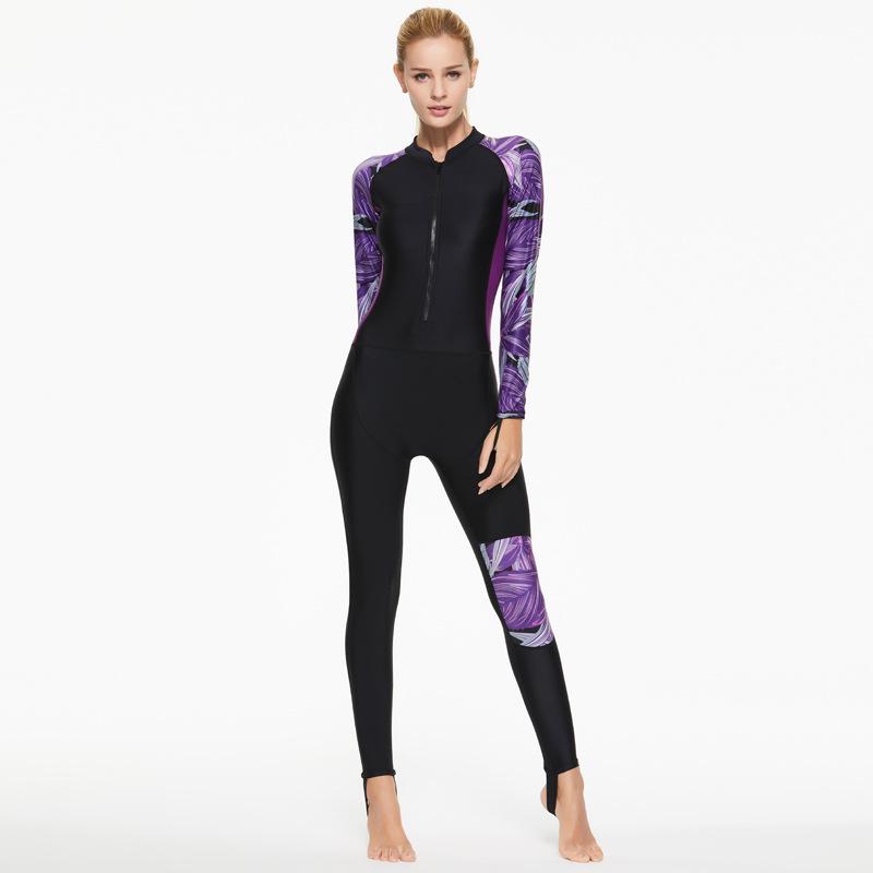 Dames Zonnebescherming Wetsuit met Lange Mouwen - Slank Makend Surf & Duik Eendelig Zwempak