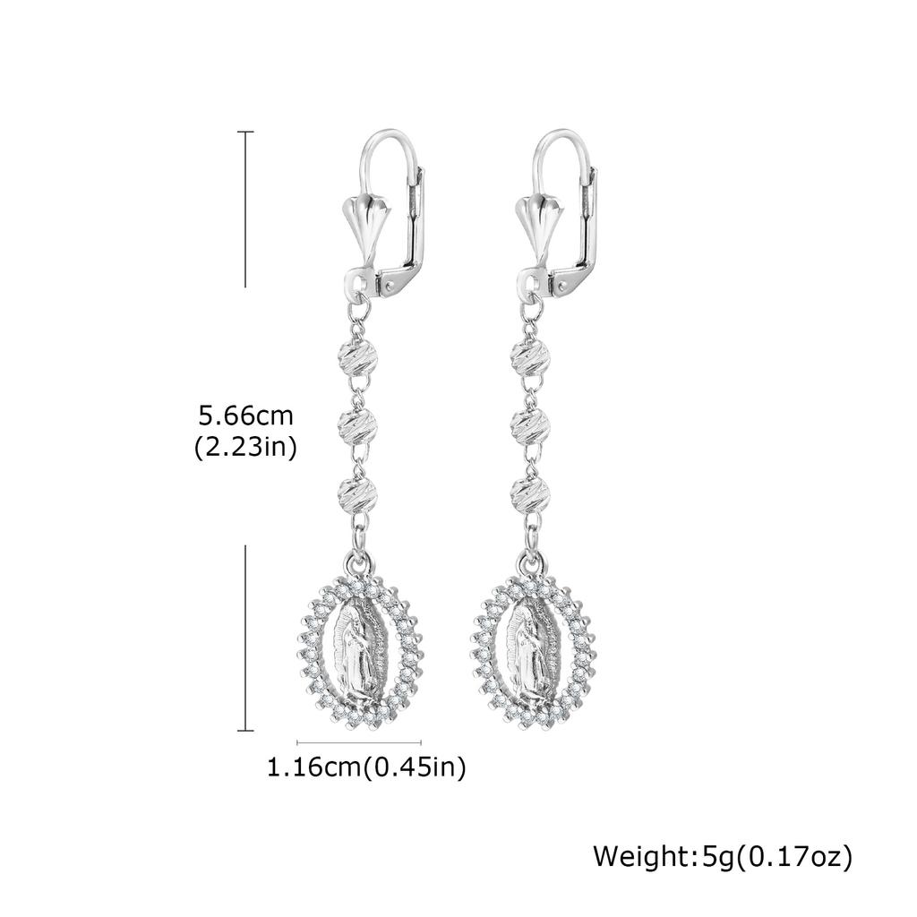 Vintage Religious Virgin Mary Drop Earrings for Women, 14k Gold Plated Zircon Long Dangle Earrings,Hypoallergenic Prayer Jewelry