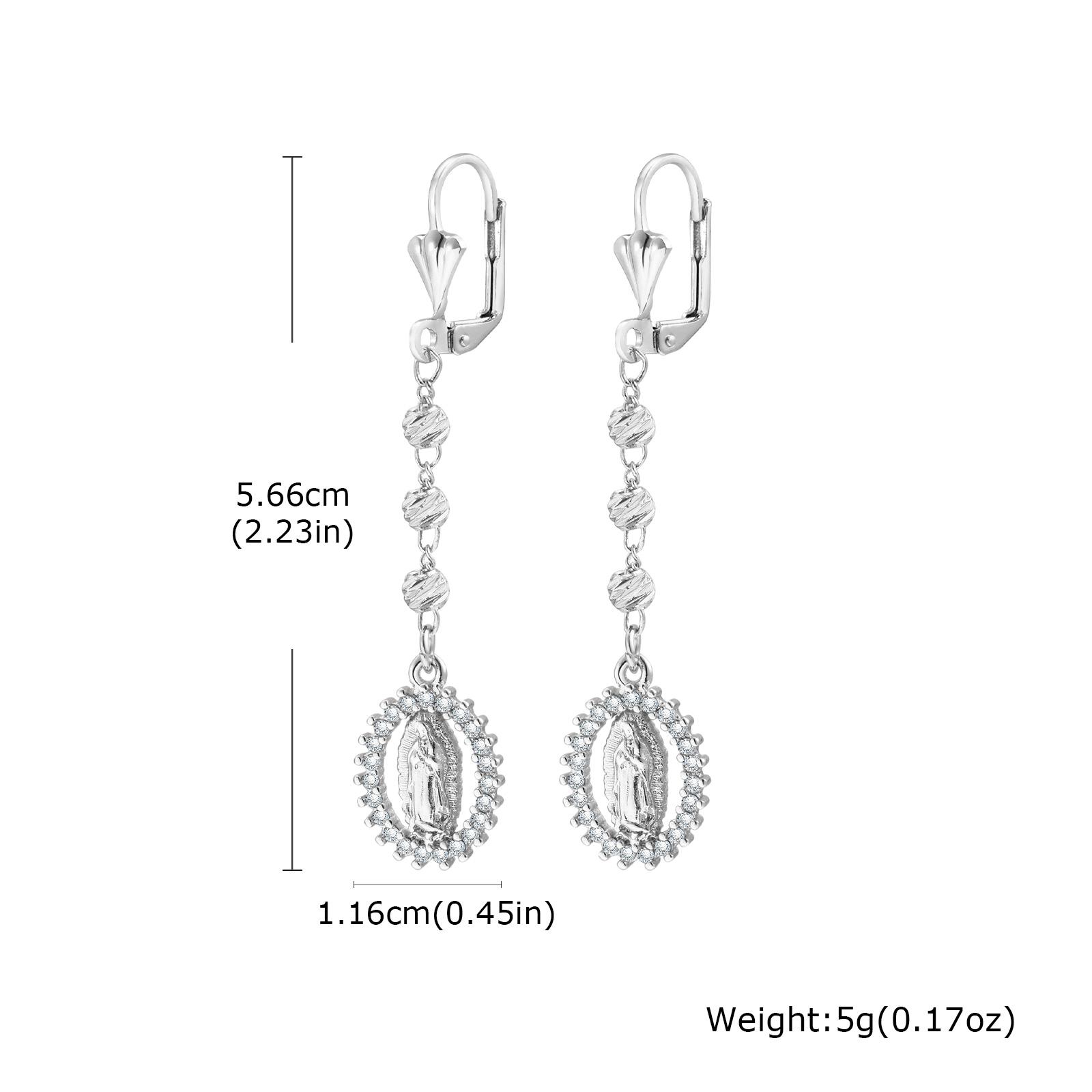 

Vintage Religious Virgin Mary Drop Earrings for Women, 14k Gold Plated Zircon Long Dangle Earrings,Hypoallergenic Prayer Jewelry