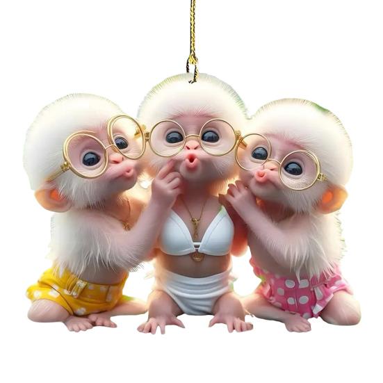 Car Pendant Cartoon Pouting Monkey Charm Acrylic Pendant Lightweight 2D Backpack Auto Accessory Car Decoration