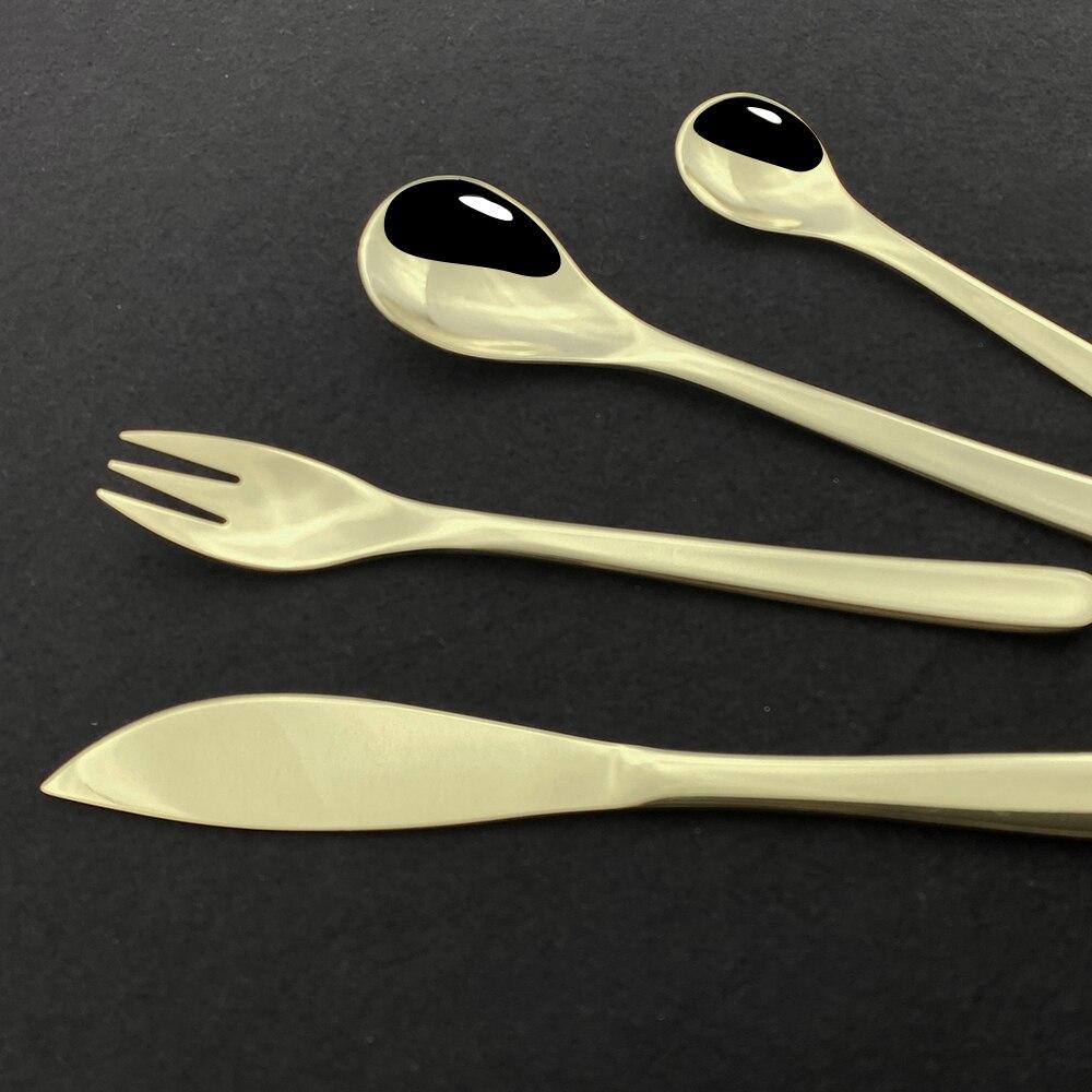 Champagne Tableware Cutlery Dinner Cutlery Set Western Kitchen Dinnerware 18/10 Stainless Steel Gold Knife Fork Spoon Flatware