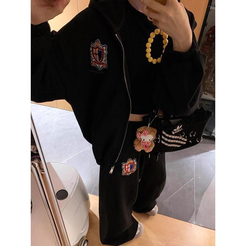 Women's Autumn Street Style Loose Sportswear Set: Casual Sweatshirt & Sweatpants Two-Piece