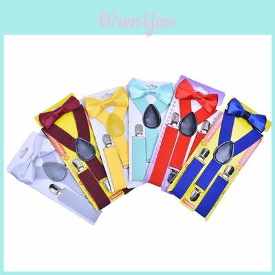 Adorable Children's Bow Tie Suspender Set With Elastic Adjustable Straps