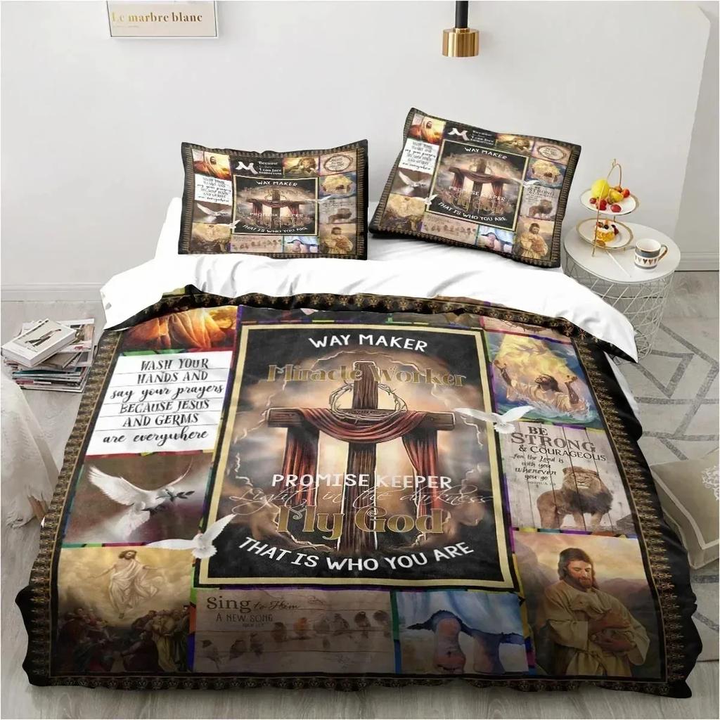 New Jesus Christ Church Mary Christian Religious Bedding Set Duvet Cover Soft Quilt Cover Pillowcase Comforter King Queen Size