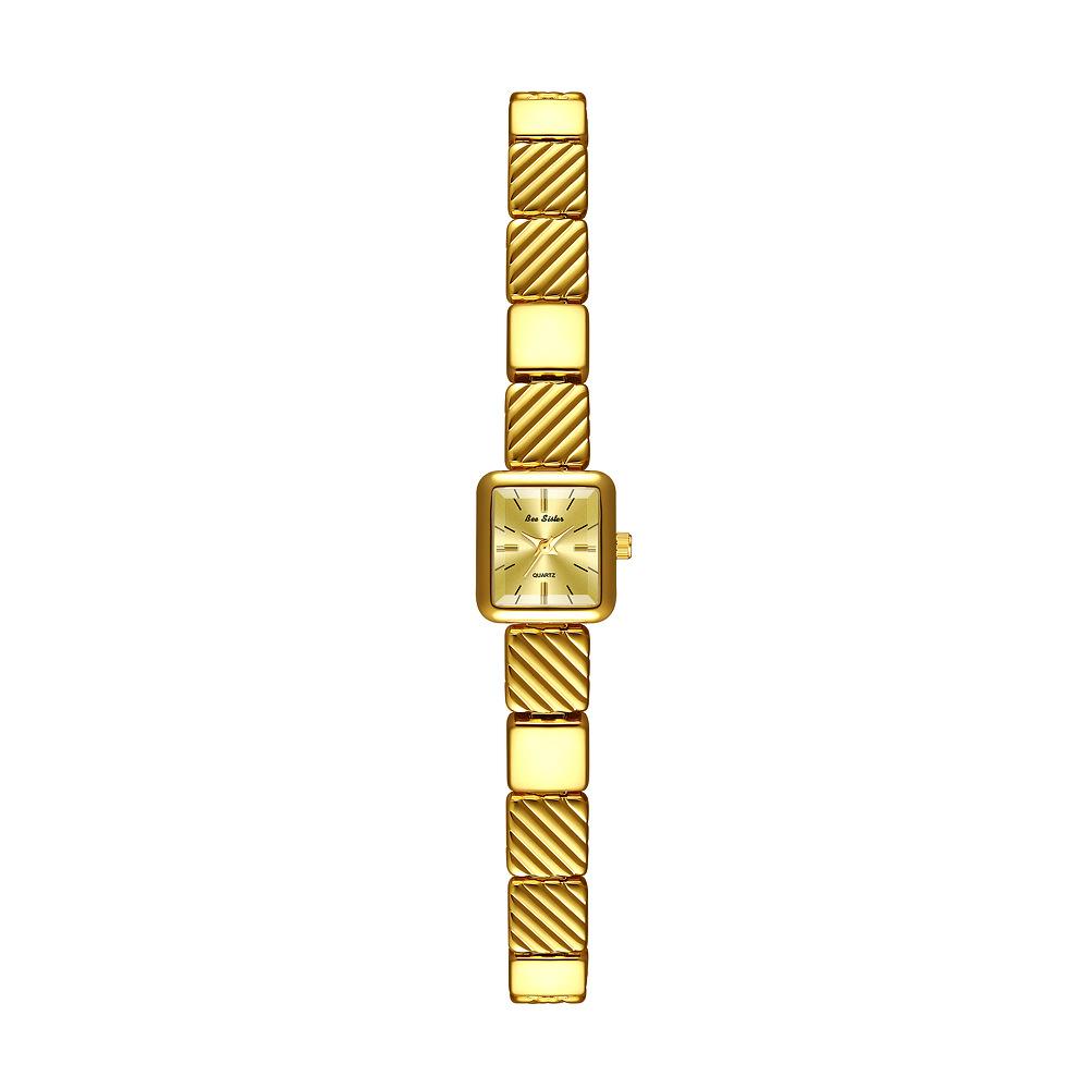 Luxury Golden Quartz Watch for Women High Quality Bracelet Square Dial Female Wristwatch Fashion Dress Gift