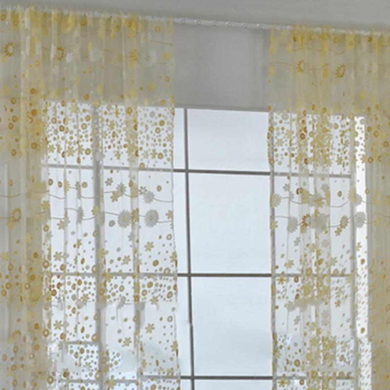 Sheer Curtain Innovative Elegant Translucent Floral Voile Drapes for Living Room Study Room Bedroom