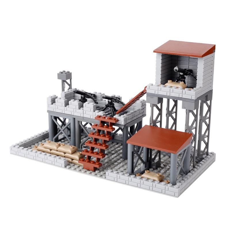 WW2 Vojenský Vojenský Bojiště Bunkr Model Stavební BlokyStrážní Věž Velitelské Stanoviště Bunkr Model Dětské Hračky Dárek