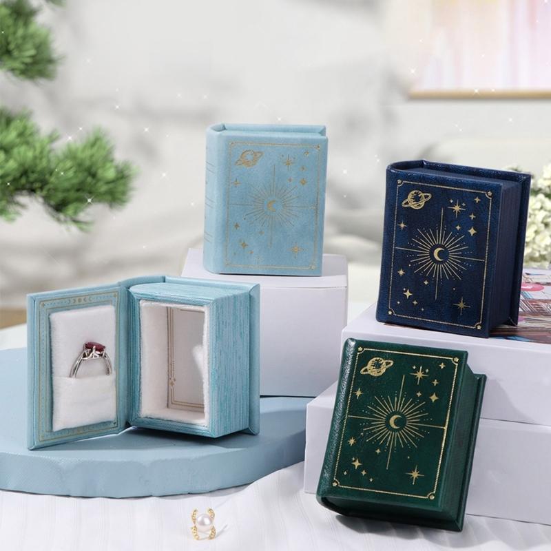 Přenosný držák na prsteny ve tvaru knihy Všestranný vintage design knihy Šperkovnice Pouzdro Pro osobní nebo profesionální použití