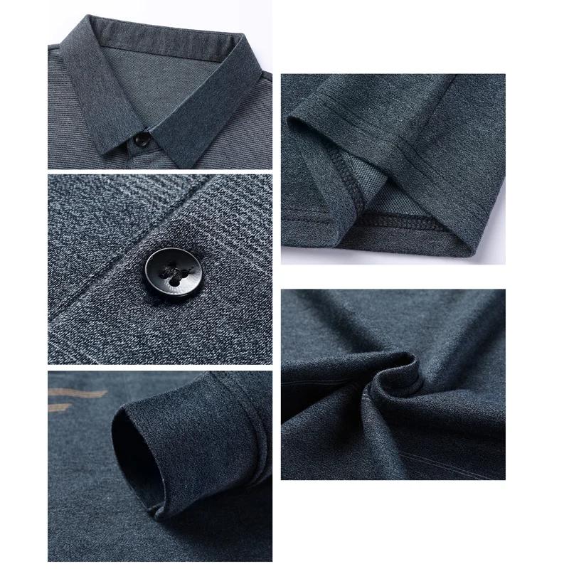 Browon Men Tee Tops 2025 Spring And Autumn Turn-Down Collar Business Casual Polo Shirts Fashion New Striped Long Sleeve Men Polo