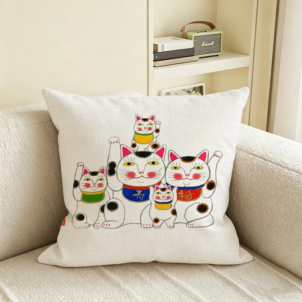 H-Hajime Okamoto Cushion Cover Natural Linen Pillowcase Set, All-In-One Decor For Sofa, Bedroom & Chair