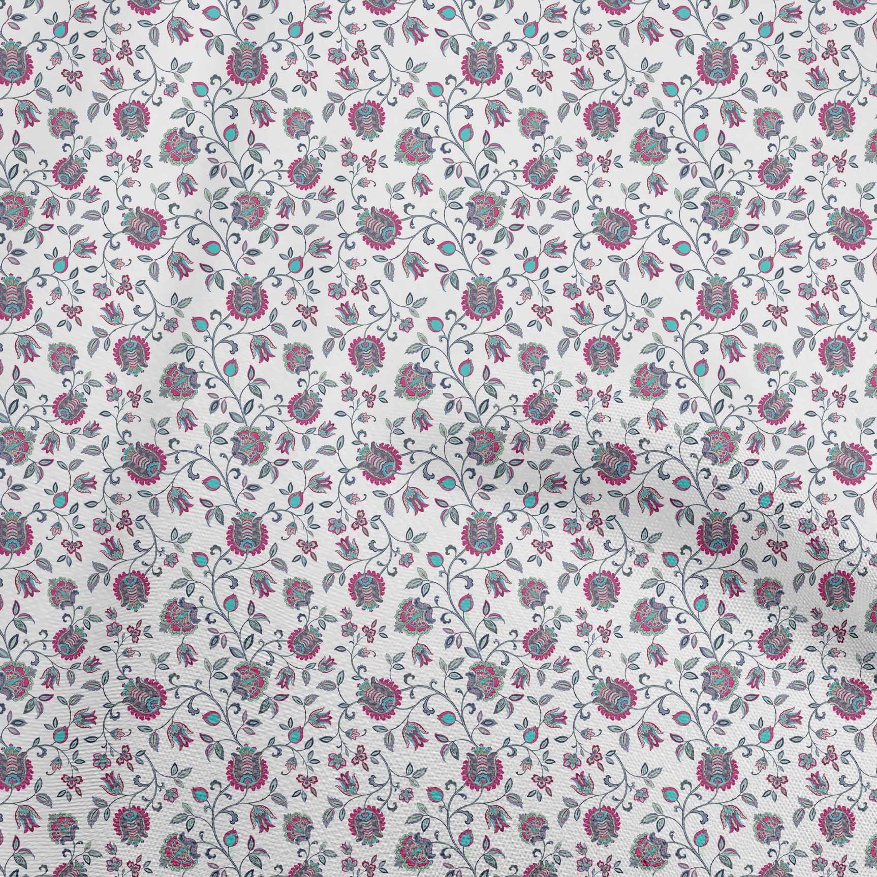 

oneOone Cotton Flex Dusty Gray Fabric Jacobean Floral Fabric For Sewing Printed Craft Fabric By The Yard 40 Inch 42 Inch Wide - Viscose Chiffon білий