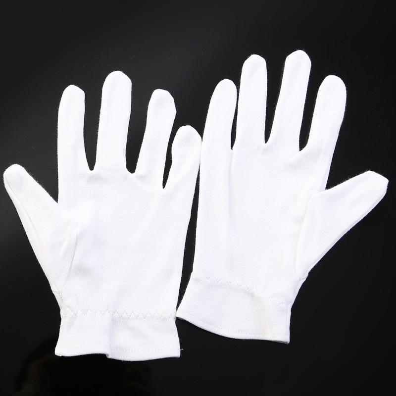 Moisturizing White Cotton Gloves with Elastic Cuffs