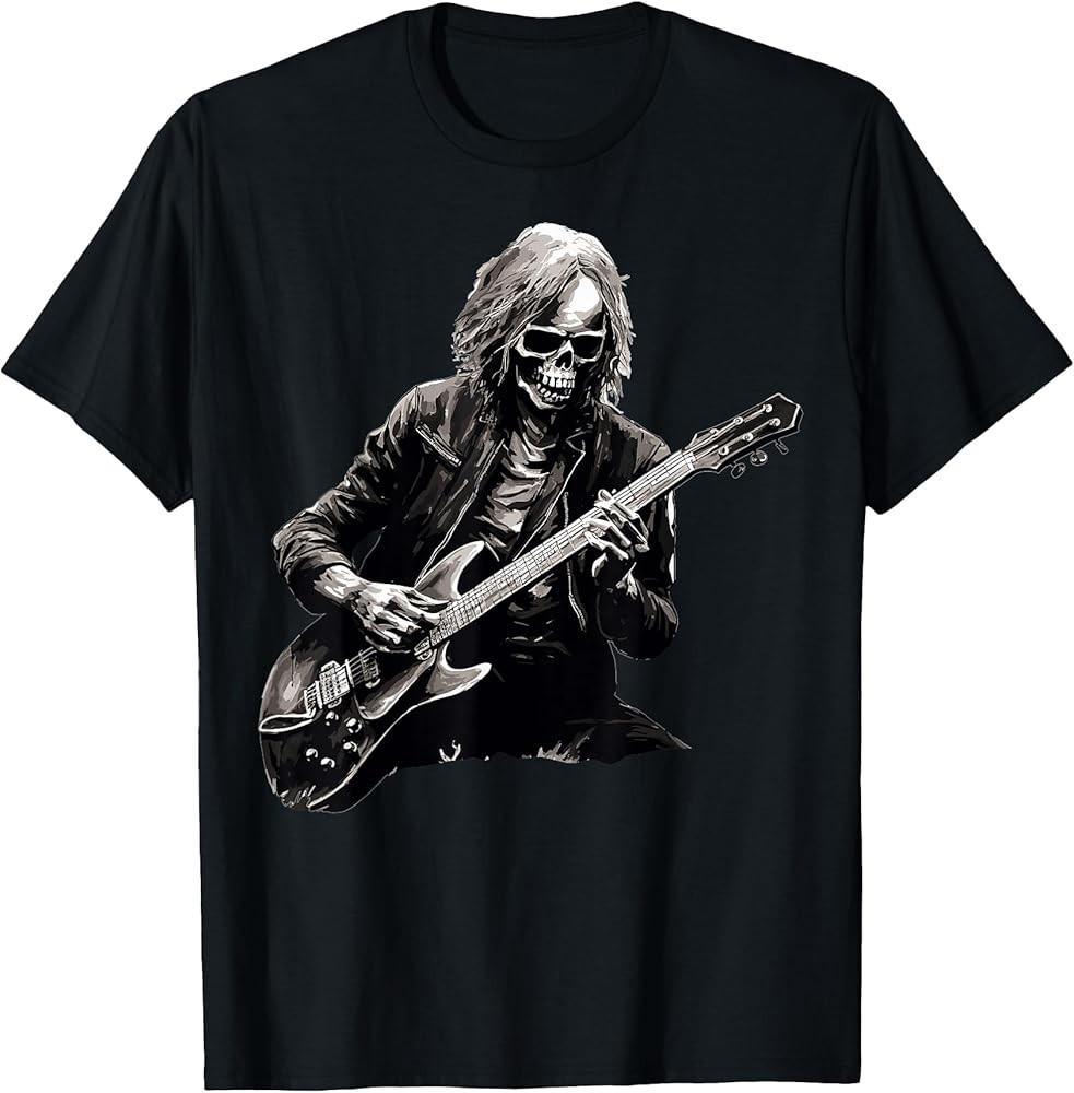 D16 Skeleton Guitar Guy Rock And Roll Band Rock On T-Shirt S разноцветный