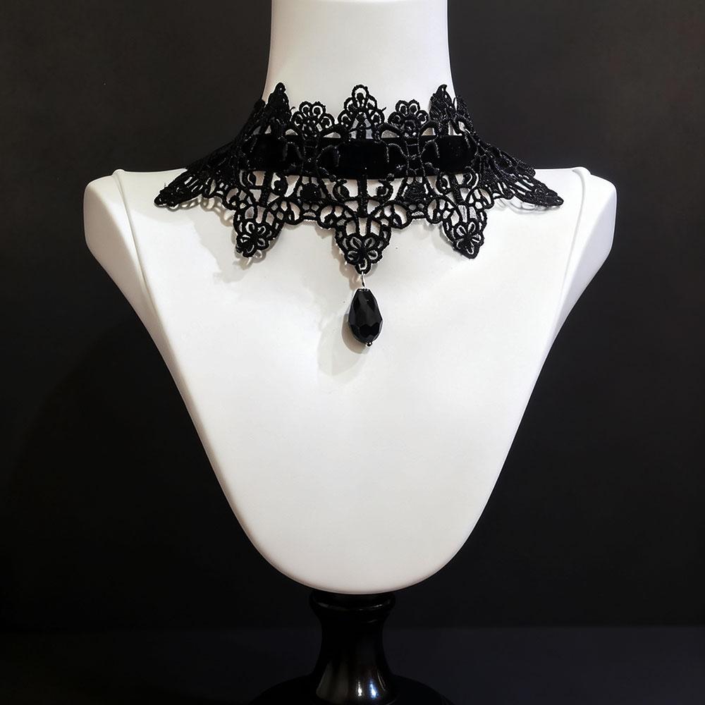 Elegant Black Lace Bowkot Choker Necklace Gothic Choker Short Chain Necklace Jewelry