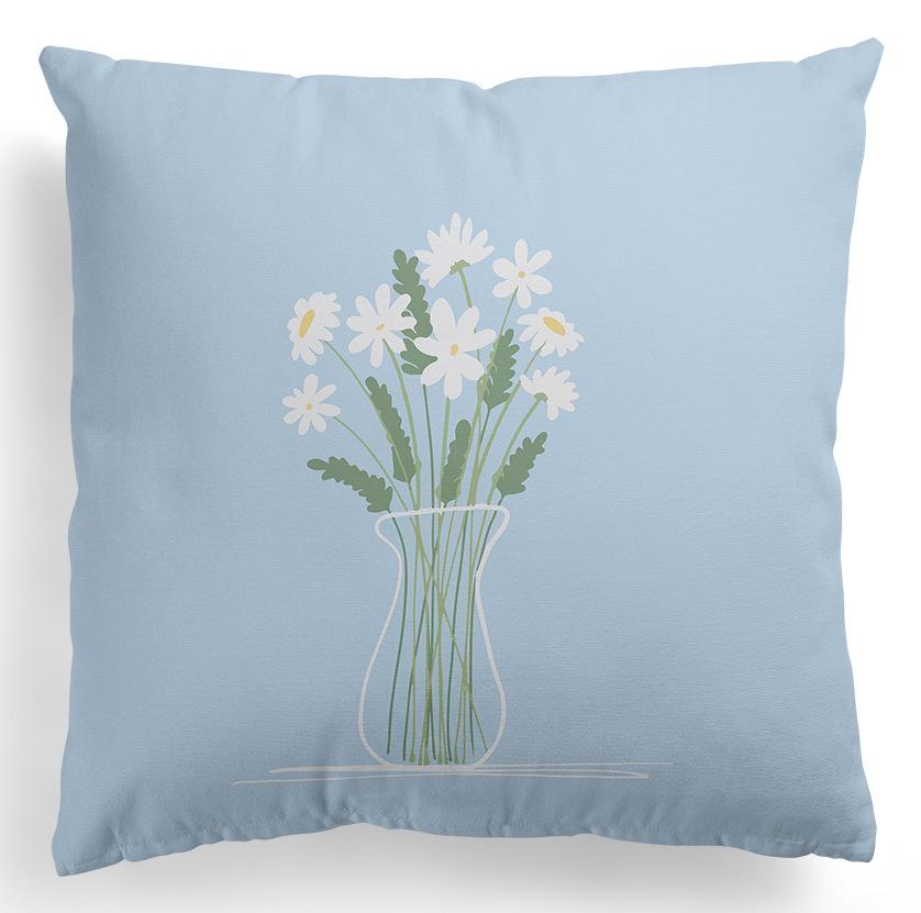 

Наволочка из персикового бархата с принтом цветов ромашек в скандинавском стиле для дома, прикроватная, на диван 45 * 45Cm without pillow core