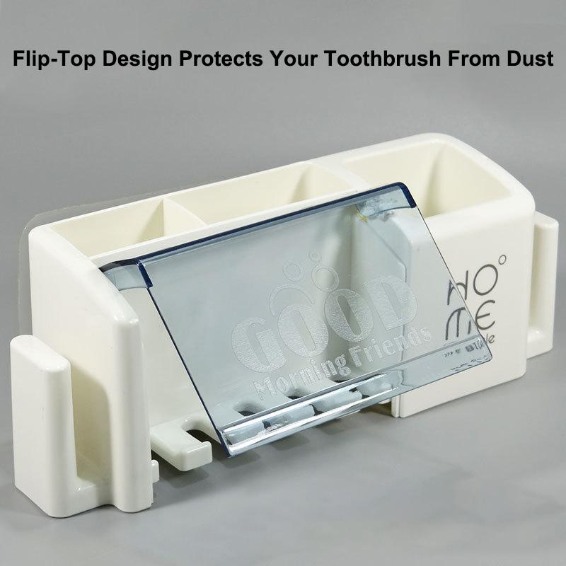 Portable Bathroom Electric Toothbrush Holder Plastic No-Drill Wall Mounted Toothbrush Cup Rack For Washing Cup