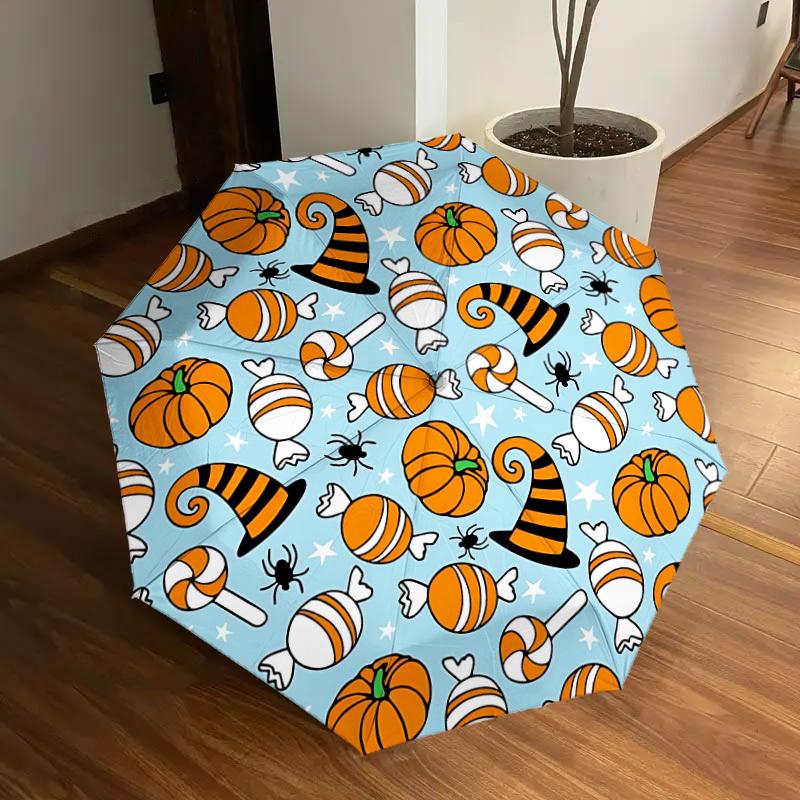 

1pc Halloween, Candy Automatic Folding Umbrella, Portable Collapsible Design, 8-Rib Iron Frame, Outdoor Accessory yy250905091