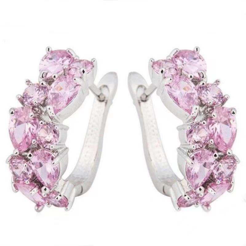 Elegant Light Blue Rectangular Diamond Korean Earrings