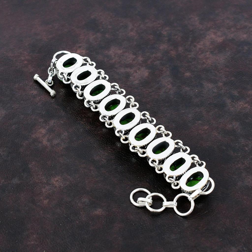 Kupfer Grün Türkis Armband 925 Sterling Silber Armband Edelstein Handgemachter Schmuck Verstellbares Kettenarmband Vintage Armband für Geschenke