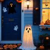 Halloween Lighted White Cloth Ghost Candy Bowl Indoor & Outdoor Decor Kit Scary Standing Ghosts Decor for Front Door Porch Yard