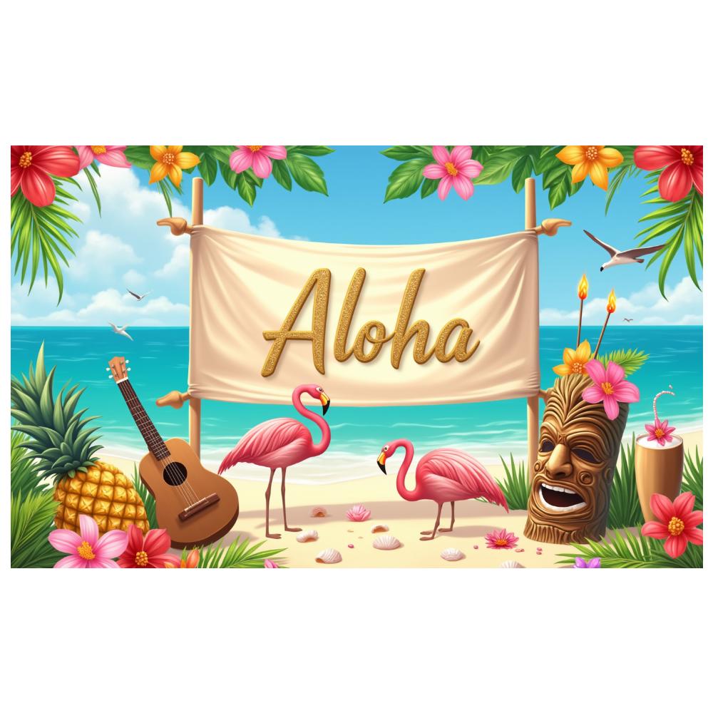 Sea Theme Banner Ukulele Flamingo Banner Luau Decoration Sea S Aloha Banner For Vacation Theme Beach Party Luau Event