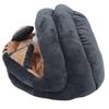 Cat Cave Semi Enclosed Cozy Pet Bed Cartoon Washable Animal House for Autumn and Winter Gray