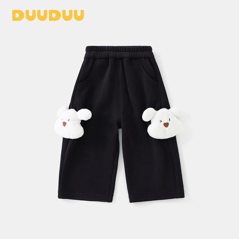 DUUDUU Fleece-Lined Toddler Sweatpants: 2025 Korean Style for Boys & Girls, Autumn/Winter Edition 80 cm темно-серого