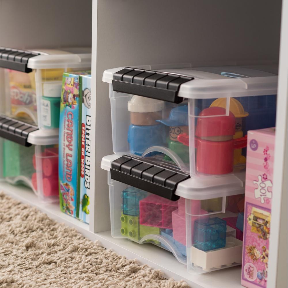 5QT Clear Modular Storage Box with Handle and Buckle Latches Stackable Organizing Bedroom Craft Supplies Office Items
