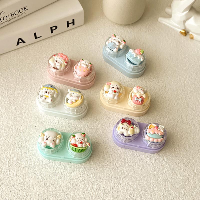 1pc Mini Contact Lens Case for Eyes Travel Kit Holder Cartoon Cute Cosmetic Contact Lenses Case Box Container Travel Accessaries