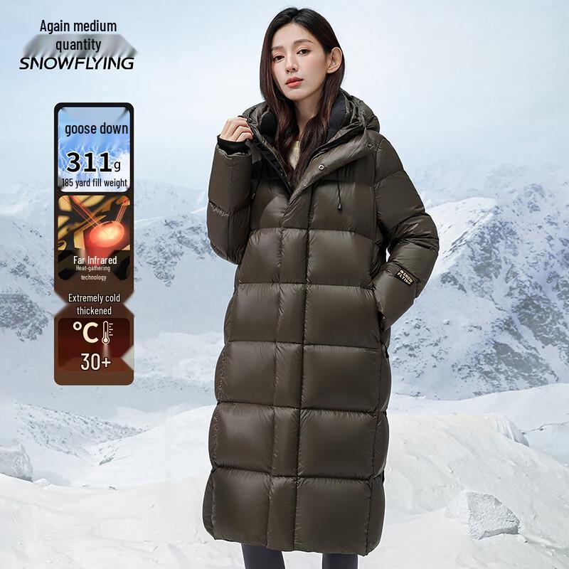 Xuezhongfei Unisex Langer Winterparka mit Kapuze und Gänsedaunenfüllung