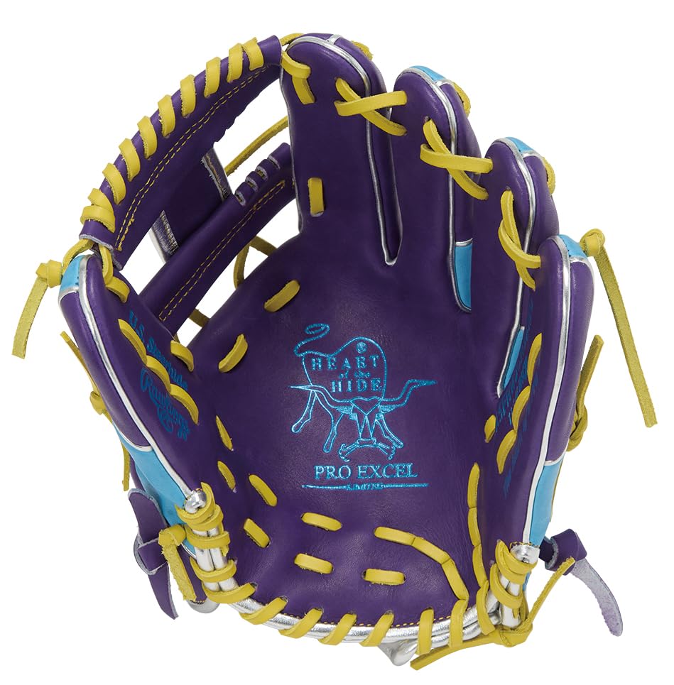 Rawlings PRO EXCEL Wizard COLORS GR5FHW2CN52MG Baseball Throw HOH® #02 Glove, Soft, Infielder's, Purple/Sax, 11.25 Inches, Right-Handed