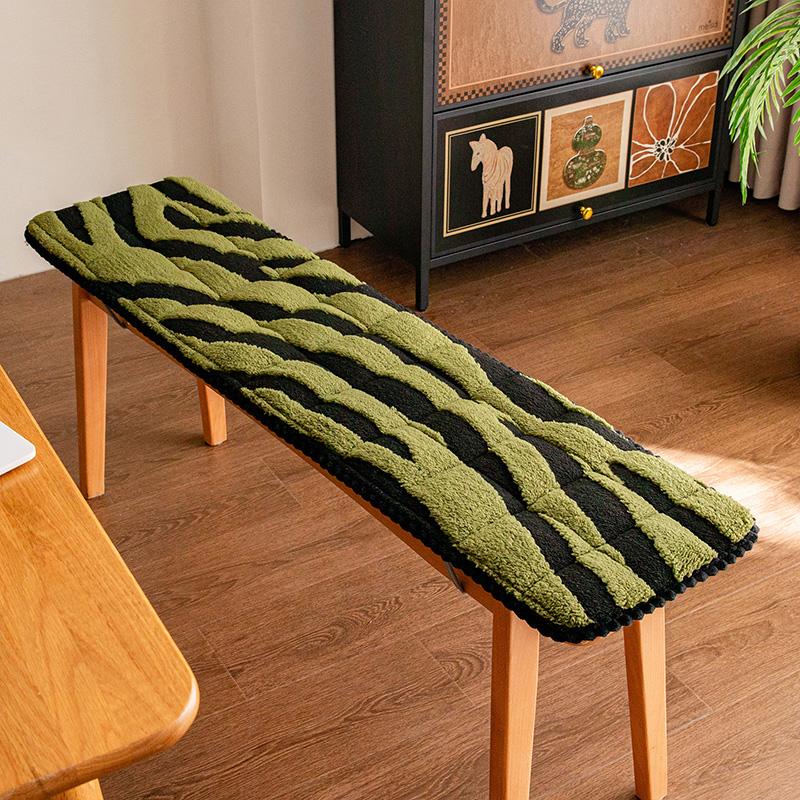 Zebra Stripe Pattern Plush Bench Cushion Winter Long Bench Seat Pad Sofa Chair Seat Cushion Home Decor Bay Window Pad