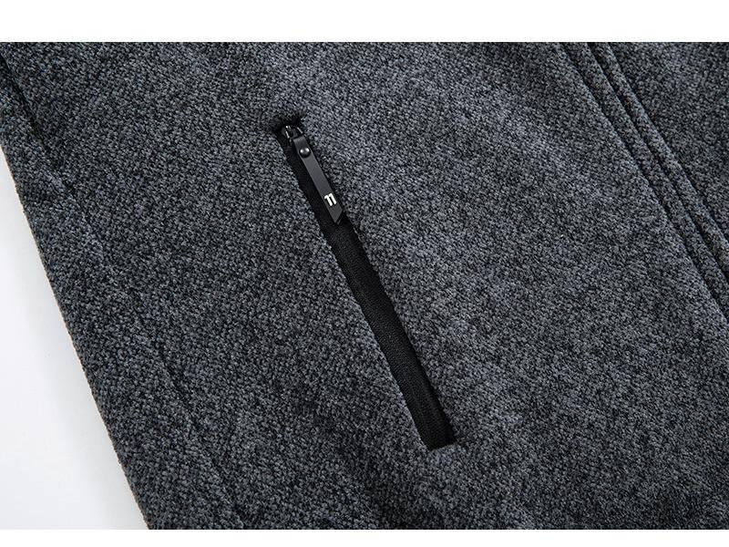 Men's Color Block Stand Collar Knitted Cardigan - Autumn/Winter Plus Velvet Long-Sleeve Sweater