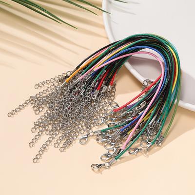 10 Peças/lote Dia 1,5/2mm Colar de Cordão de Couro Com Fecho Corda Trançada Ajustável para Fazer Joias Suprimentos para Colares e Pulseiras DIY