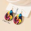 Personality Trend Painting Oil Painting Wood Earrings Design Forest Guitar Retro Oil Painting Ethnic Women