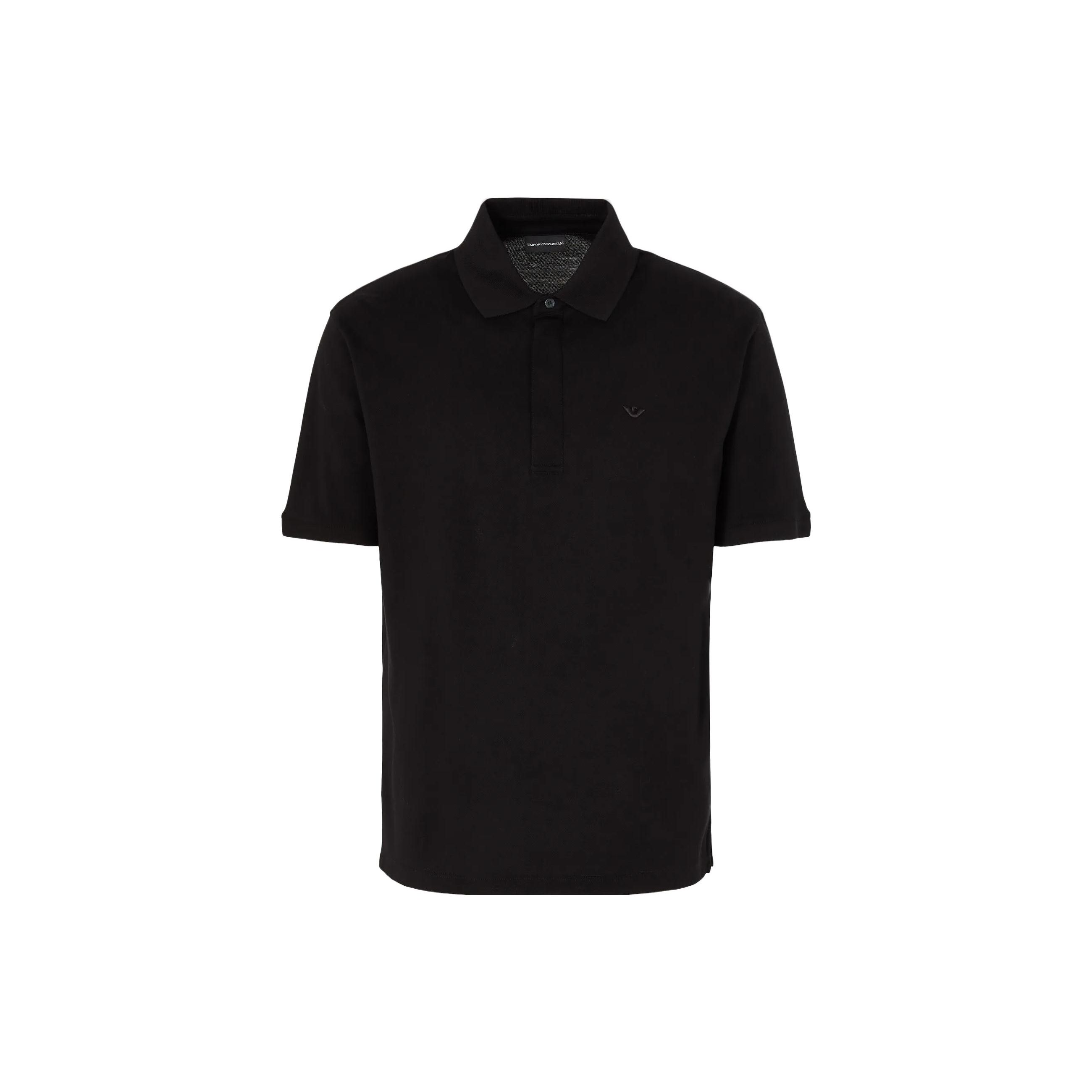 Emporio Armani Solid Logo Print Polo Shirt Men tops Black 6R1FC11-JTKZ1-0999 XS