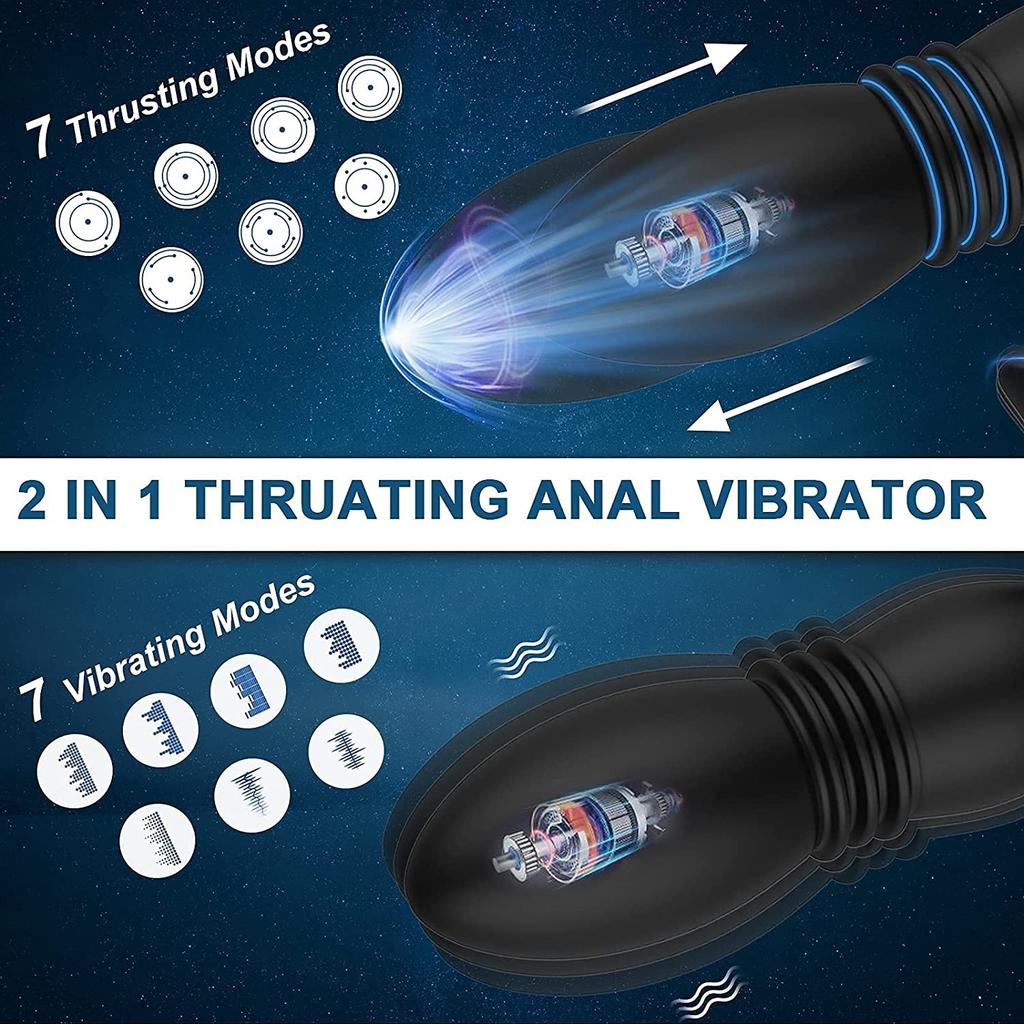 Vibrator anal pentru masaj de prostată cu vibrații Jucării de împingere pentru masturbarea masculină, Plug anal din silicon purtabil