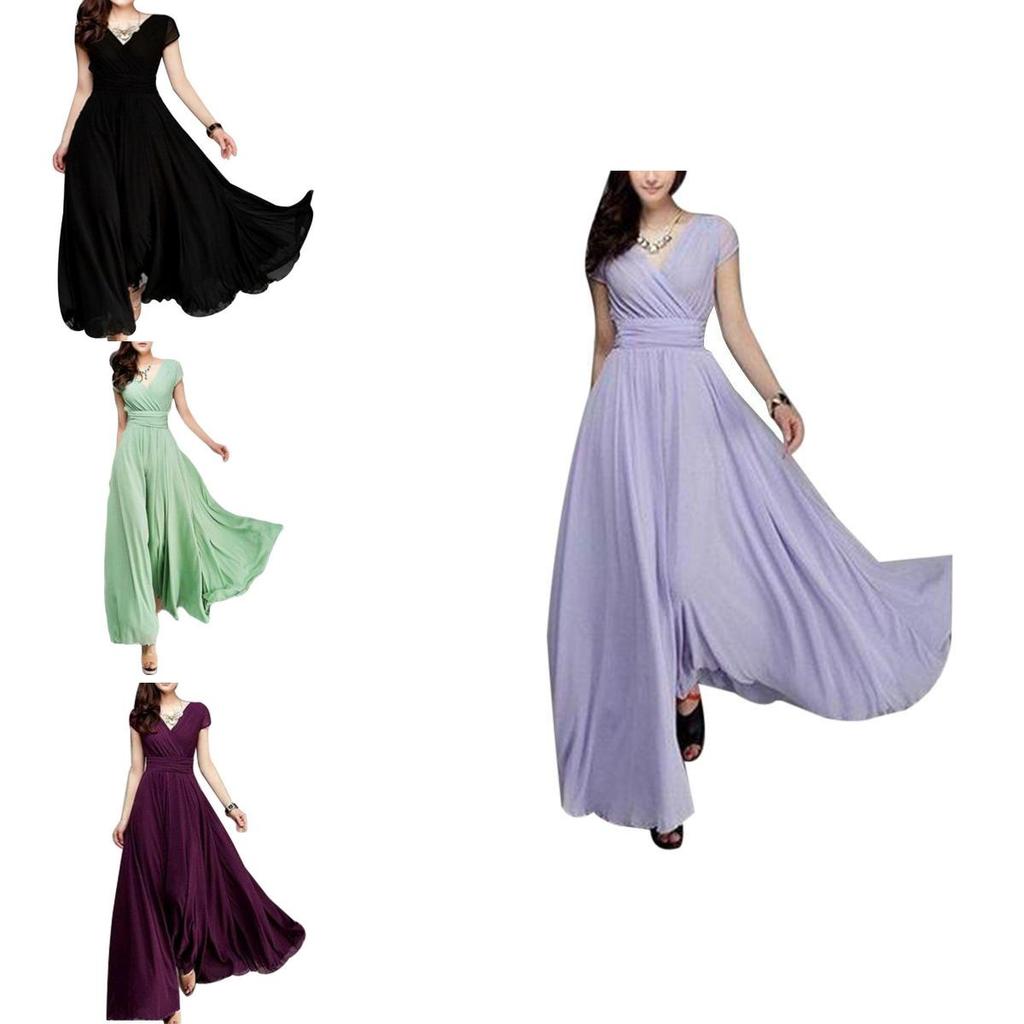 Elegant Women Long Formal Evening Prom Party Bridesmaid Chiffon Ball Gown Cocktail Dress For Special Occasions