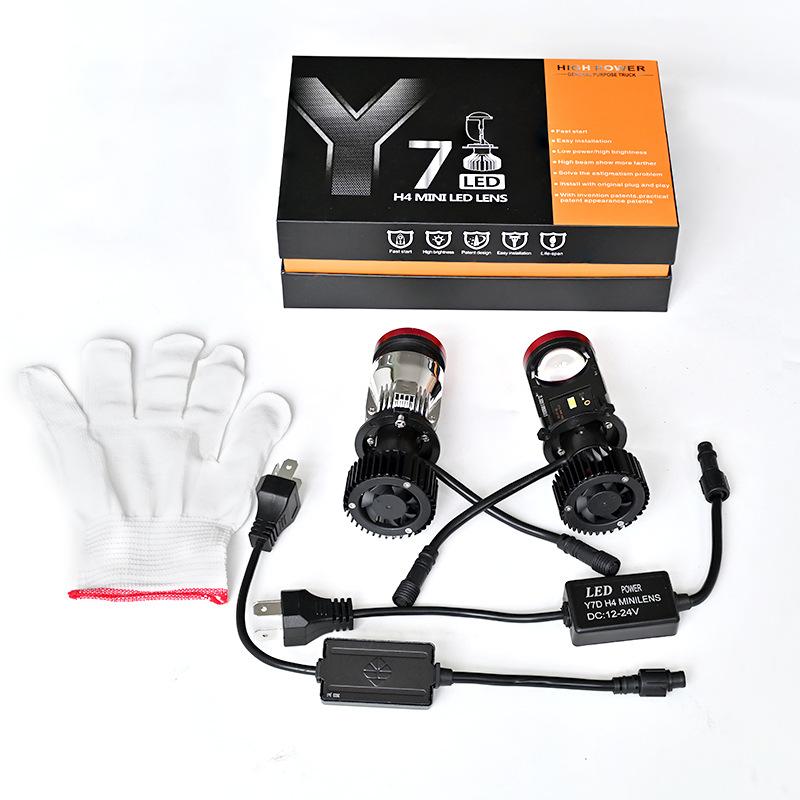 Auto LED Headlight H4 Lens Y7D Y8 Y6D LED Headlight 12-24V Motorcycle Headlight Double Lens