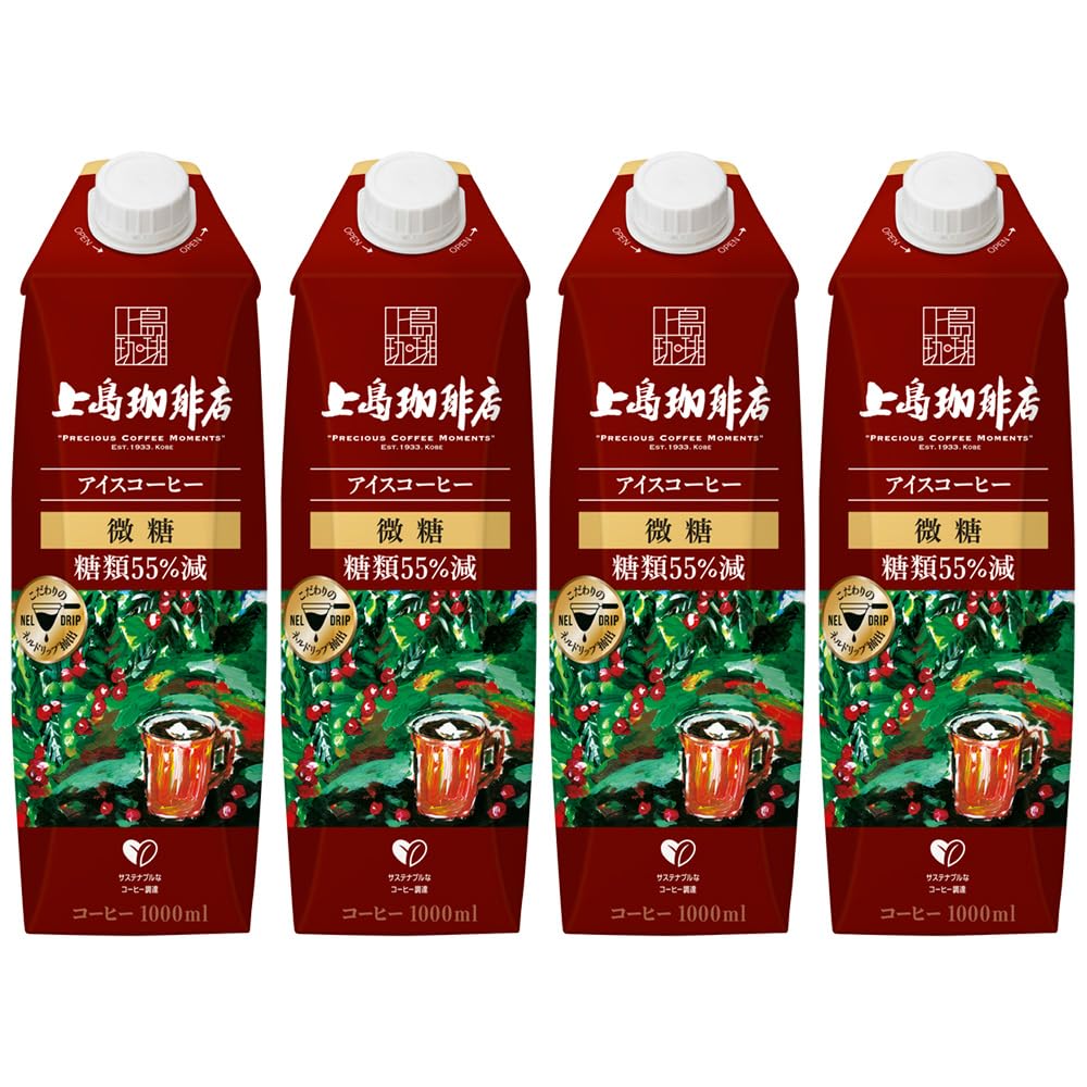 

Ueshima Coffee Холодный кофе, слегка подслащенный, бумажный пакет, 1000 мл x 4 бутылки