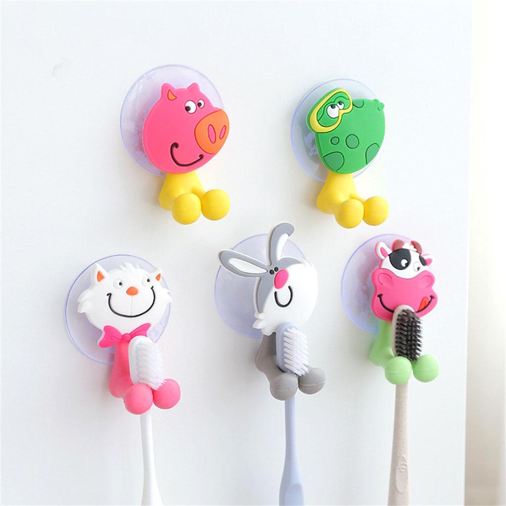 Novelty Cartoon Animal Toothbrush Holder Wall Mount Suction Cup Bathroom Organizer Fun and Practical Accessories