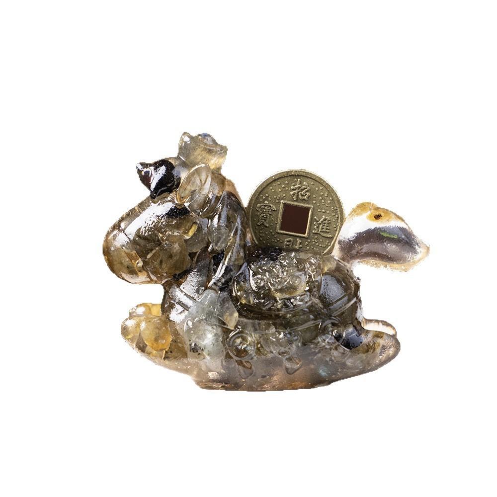 Resin Animal Decor With Natural Crystal Chips For Home Office Gift