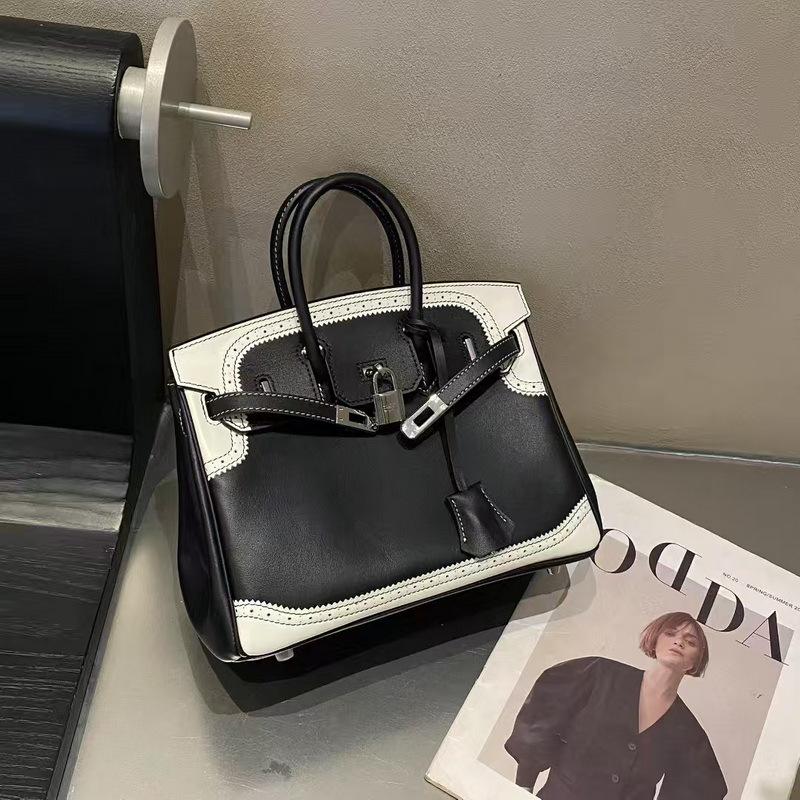 2026 New Leather Women's Bag First Layer Cowhide Swift Lace Platinum Bag Portable Shoulder Women's Bag Cross-border Wholesale