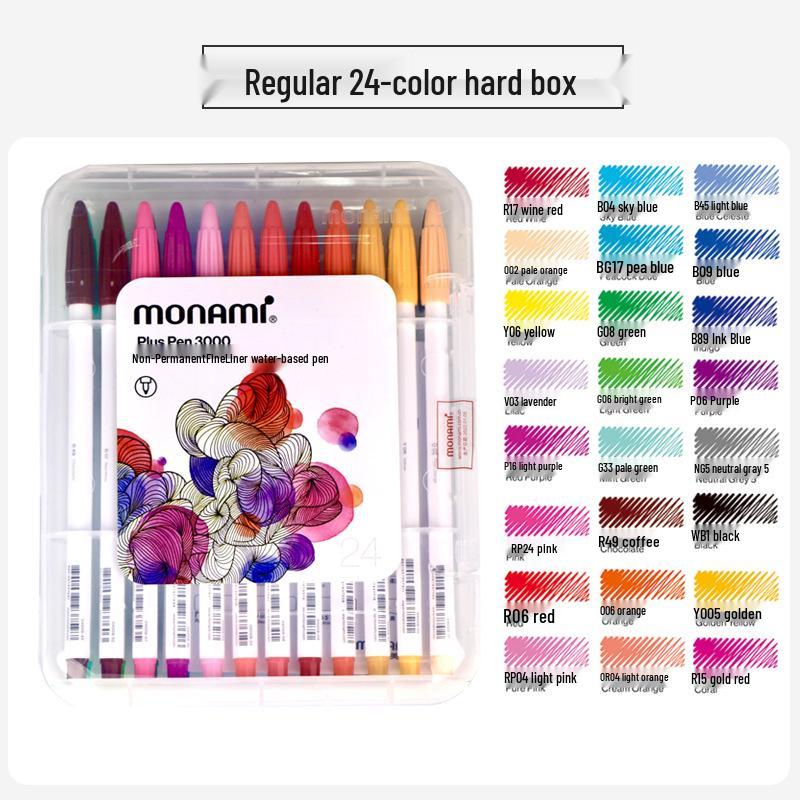 Mona Mei Plus 2022 Water-Based 60 Color Fiber Pen Set - White Barrel Liner Pen