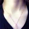 Exquisite Russian 585 Purple Gold Luxury Full Diamond Double Heart Pendant Rose Gold Plated Color Gold Design Gorgeous Necklace