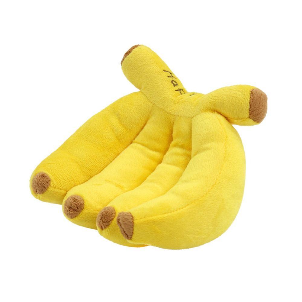 Yellow Squeaky Dog Toy Plush Banana Pet Interactive Toys Funny Pet Chew Plush Toy  Gift