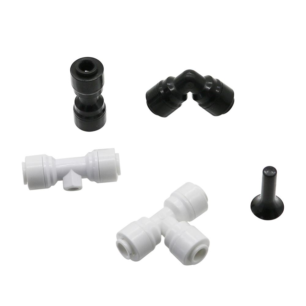 10Pcs 1/4" 6.35Mm Bulkhead Union Connector Tee Elbow Aquarium Quick Coupling For RO Water System Plastic Pipe Fittings Connector