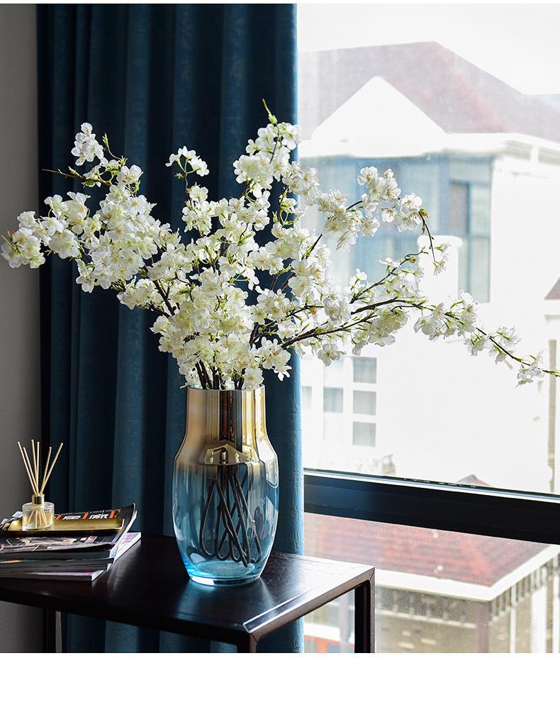 Künstlicher Kirschblütenzweig, Einzelstiel mit 4 Verzweigungen - Seidenstoff und Kunststoff für Hochzeiten oder Wohnzimmerdekoration